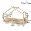Miniatyrbild 3 av 4: VitaliSpa Barnsäng Gästsäng Hyttsäng Naturlig design 90 x 200 cm Lådor Lamellbotten