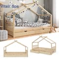 Miniatyrbild 1 av 4: VitaliSpa Barnsäng Gästsäng Hyttsäng Naturlig design 90 x 200 cm Lådor Lamellbotten
