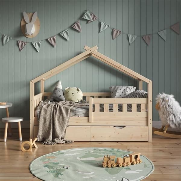 VitaliSpa Design barnsäng 160 x 80, babysäng, kabinsäng, extrasäng, madrass, natur