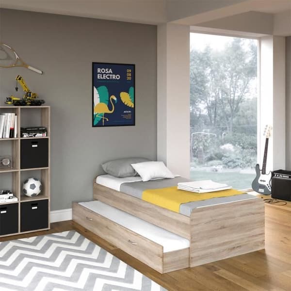 VitaliSpa våningssäng Enzo barnsäng med madrass med extrasäng Sonoma funktionssäng 90x200 cm