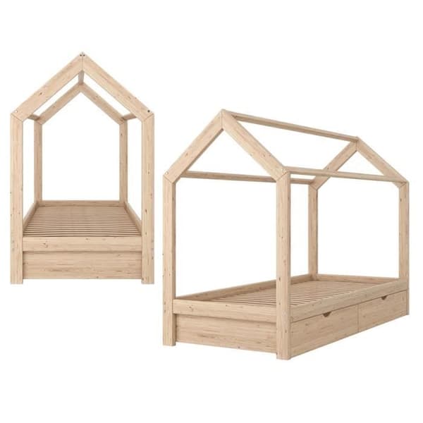 VitaliSpa barnsäng natursäng 90x200 cm träsäng för barn