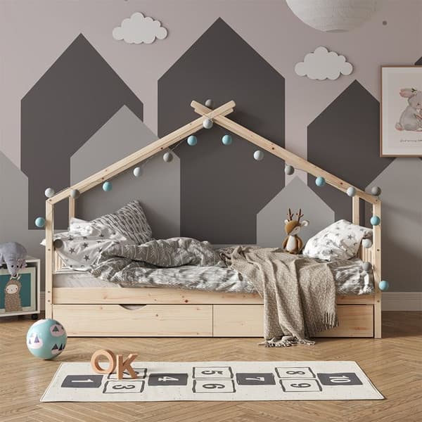 Vitalispa Designer kabinsäng, Naturträ, 90x200 cm med extrasäng och madrass