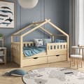 Miniatyrbild 4 av 6: Vitalispa Designer kabinsäng, naturligt trä, 80x160 cm med 2 lådor och madrass