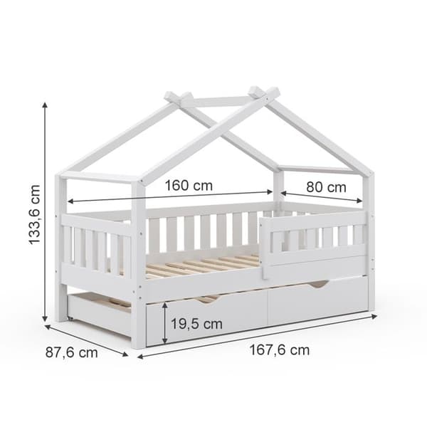 Vitalispa Designer kabinsäng, Vit, 80x160 cm med extrasäng och madrass