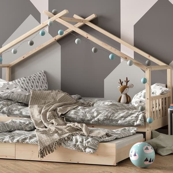 Vitalispa Designer kabinsäng, Naturträ, 90x200 cm med extrasäng och 2 madrasser