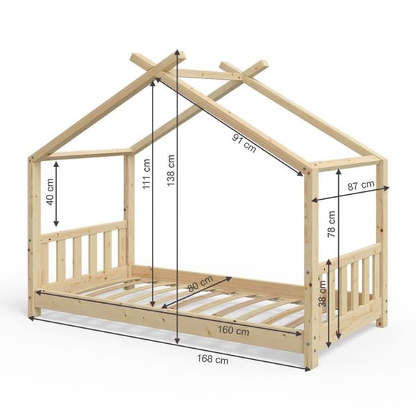Vitalispa Designer kabinsäng, Naturträ, 80x160 cm med madrass