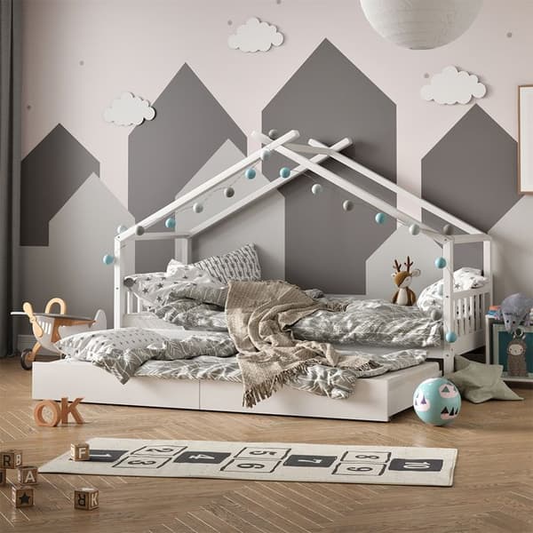 Vitalispa Designer kabinsäng, Vit, 90x200 cm med extrasäng och 2 madrasser