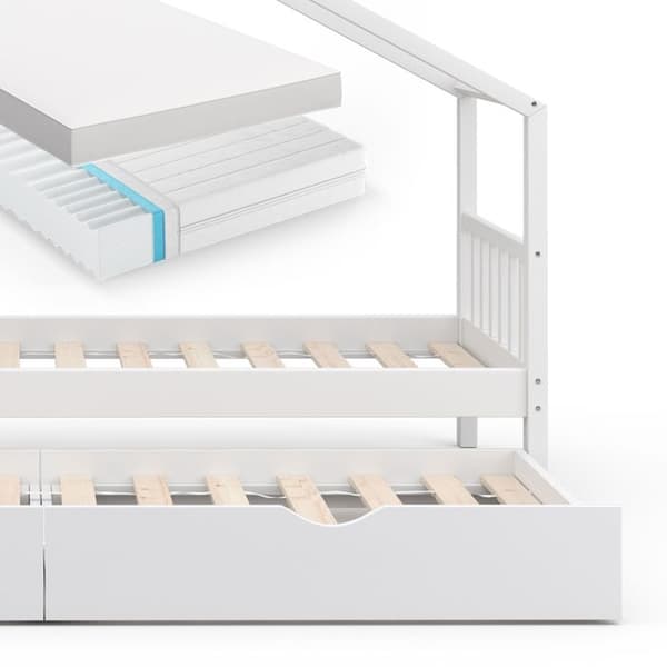 Vitalispa Designer kabinsäng, Vit, 90x200 cm med extrasäng och 2 madrasser