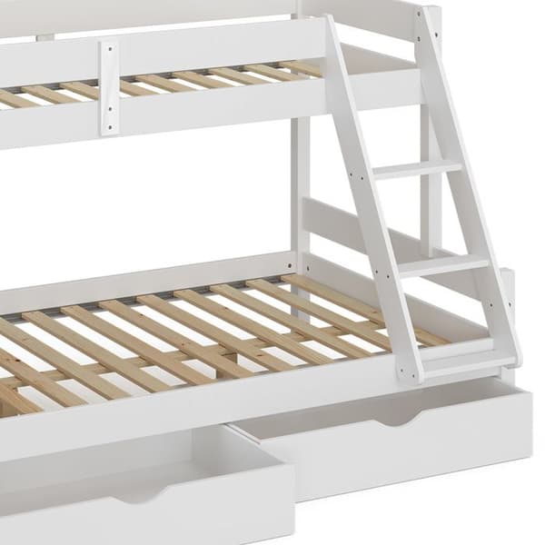 Vitalispa Everest våningssäng, Vit, 120x200 / 80x200 cm med lådor