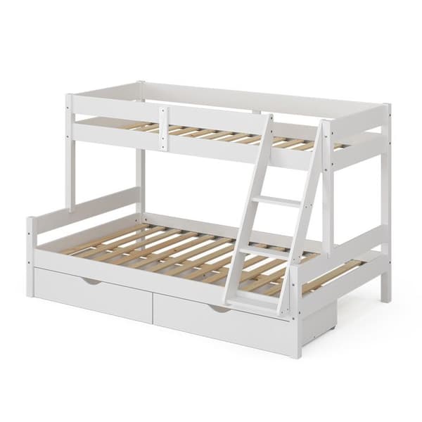 Vitalispa Everest våningssäng, Vit, 120x200 / 80x200 cm med lådor