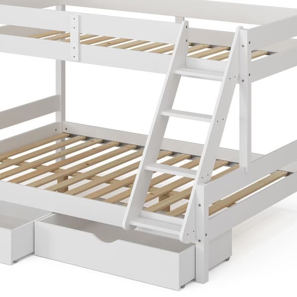 Vitalispa Everest våningssäng, Vit, 140x200 / 90x200 cm med lådor