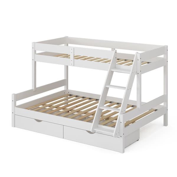 Vitalispa Everest våningssäng, Vit, 140x200 / 90x200 cm med lådor