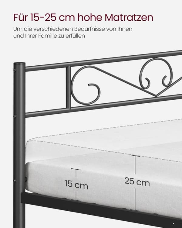 Rootz sort metal sengestel - pulverlakeret seng - robust konstruktion - 198 cm x 91,8 cm x 86,4 cm - 220 kg statisk belastningskapacitet