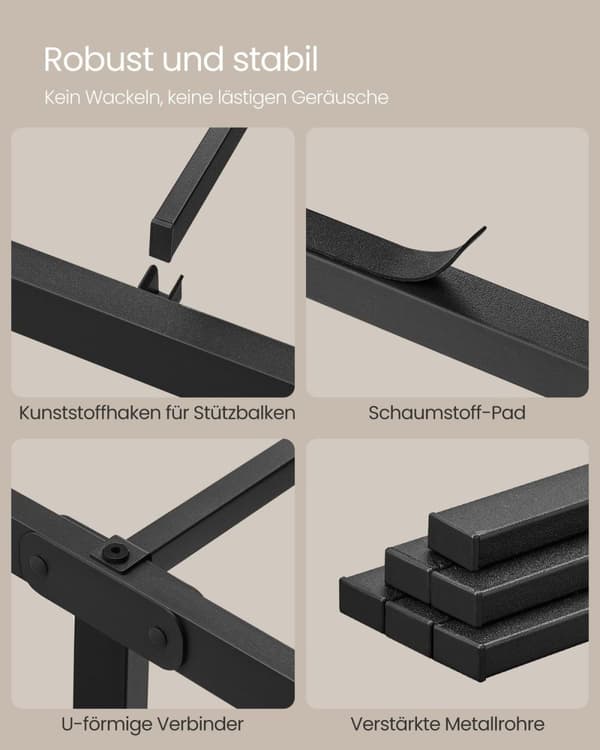 Rootz Classic Black Metal Sengeramme - Pulverlakeret Platform Seng - Heavy Duty - 190 cm x 140 cm x 41,3 cm