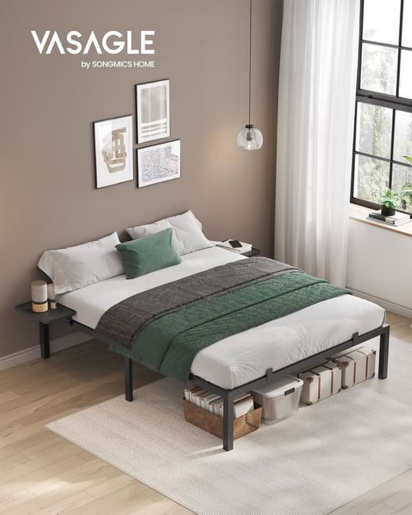 Rootz Classic Black Metal Sengeramme - Pulverlakeret Platform Seng - Heavy Duty - 190 cm x 140 cm x 41,3 cm