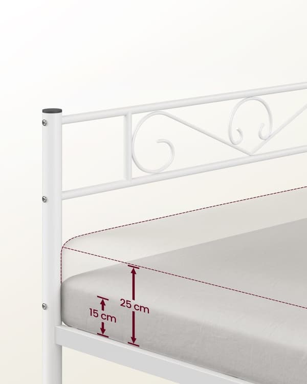 Rootz White Metal Sängram - King Size säng - Pulverlackerad ram - Heavy Duty - 207,6 cm x 161,8 cm x 86,4 cm