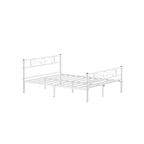 Rootz White Metal Sängram - King Size säng - Pulverlackerad ram - Heavy Duty - 207,6 cm x 161,8 cm x 86,4 cm