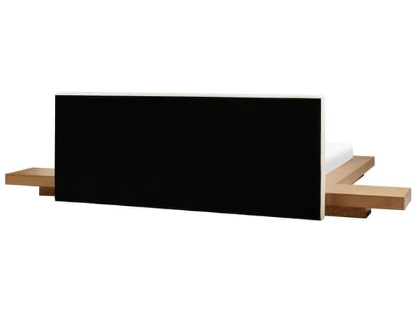 Seng Lyst Træ 180 x 200 cm Moderne Dobbeltseng med Sengegavl To Mands Lav Sengeramme LED Futon Minimalistisk Design Træseng Japansk