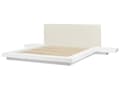 Miniatyrbillede 6 af 11: Seng Hvid Træ 160 x 200 cm Moderne Dobbeltseng med Sengegavl To Mands Lav Sengeramme LED Futon Minimalistisk Design Træseng Japansk