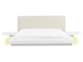 Miniatyrbillede 1 af 11: Seng Hvid Træ 160 x 200 cm Moderne Dobbeltseng med Sengegavl To Mands Lav Sengeramme LED Futon Minimalistisk Design Træseng Japansk