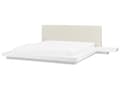 Miniatyrbillede 5 af 11: Seng Hvid Træ 180 x 200 cm Moderne Dobbeltseng med Sengegavl To Mands Lav Sengeramme LED Futon Minimalistisk Design Træseng Japansk