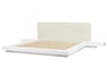 Miniatyrbillede 6 af 11: Seng Hvid Træ 180 x 200 cm Moderne Dobbeltseng med Sengegavl To Mands Lav Sengeramme LED Futon Minimalistisk Design Træseng Japansk