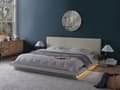 Miniatyrbillede 2 af 11: Seng Hvid Træ 180 x 200 cm Moderne Dobbeltseng med Sengegavl To Mands Lav Sengeramme LED Futon Minimalistisk Design Træseng Japansk