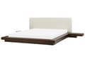 Miniatyrbillede 5 af 11: Seng Mørkt Træ 180 x 200 cm Moderne Dobbeltseng med Sengegavl To Mands Lav Sengeramme LED Futon Minimalistisk Design Træseng Japansk