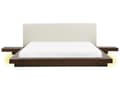 Miniatyrbillede 1 af 11: Seng Mørkt Træ 180 x 200 cm Moderne Dobbeltseng med Sengegavl To Mands Lav Sengeramme LED Futon Minimalistisk Design Træseng Japansk