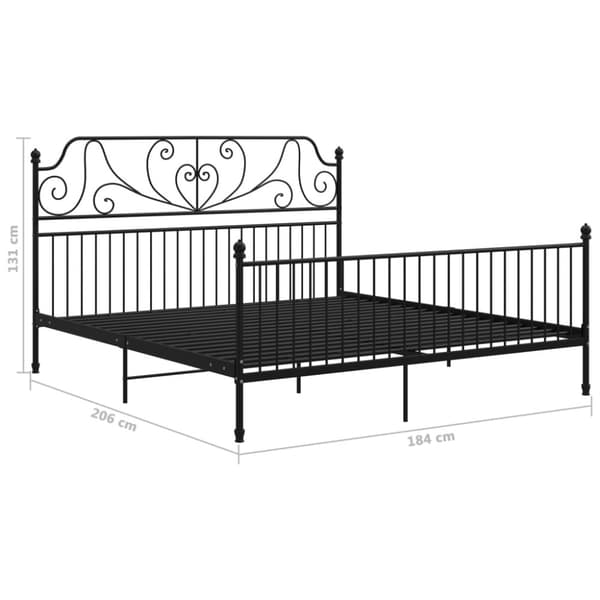 Sängram utan madrass svart metall 180x200 cm