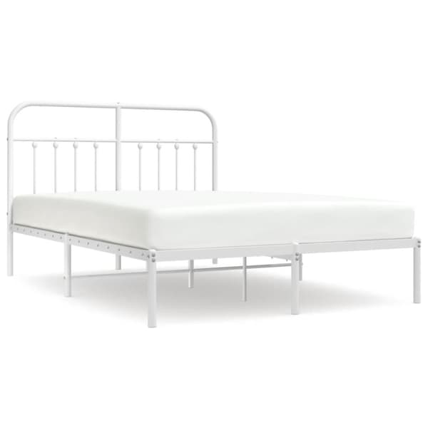 Sängram med huvudgavel metall vit 135x190 cm