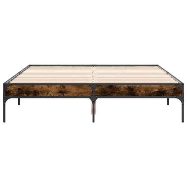 Sängram rökfärgad ek 140x190 cm konstruerat trä och metall