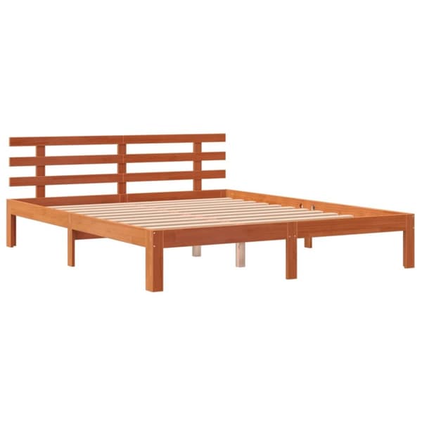 Sängram utan madrass vaxbrun 150x200 cm massiv furu