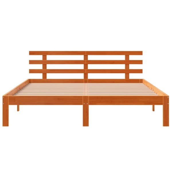 Sängram utan madrass vaxbrun 150x200 cm massiv furu