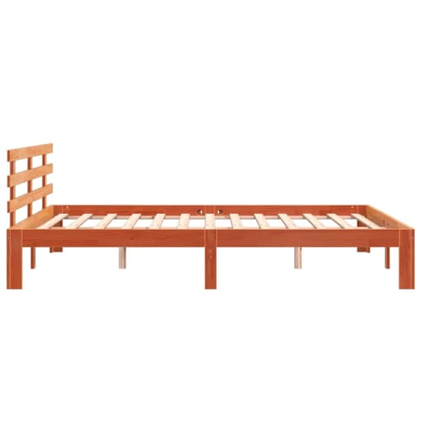 Sängram utan madrass vaxbrun 150x200 cm massiv furu