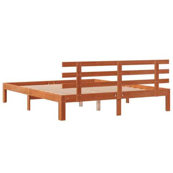 Sängram utan madrass vaxbrun 150x200 cm massiv furu