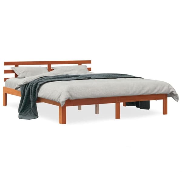 Sängram utan madrass vaxbrun 150x200 cm massiv furu