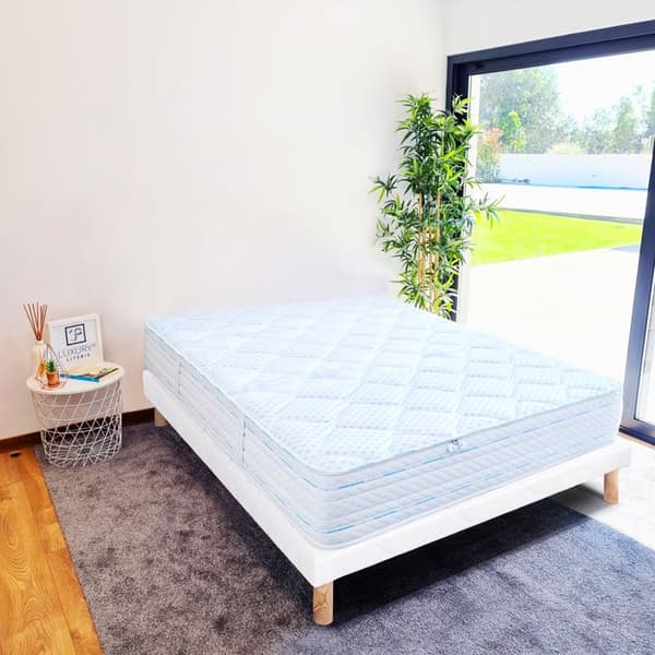LYX LITERIE - Madrass + resårsats - THERMOTEC - 140 x 190 cm - Klädd - Fast - Sommar/vintersida