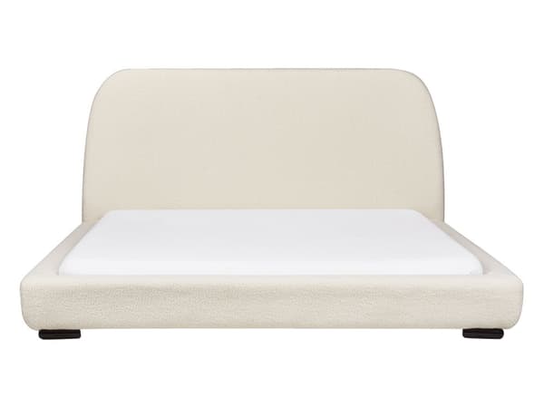 Spaltede Sengeramme Krem Polyester Boucle Stoff Polstret 160 x 200 cm Klassisk Tradisjonell Design
