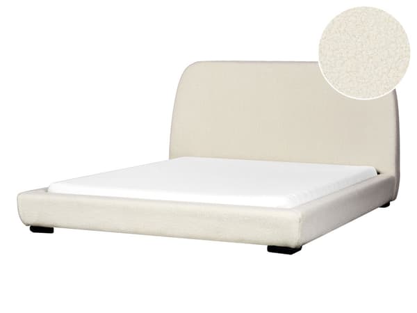 Spaltede Sengeramme Krem Polyester Boucle Stoff Polstret 160 x 200 cm Klassisk Tradisjonell Design