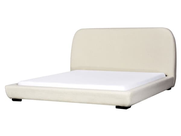 Spaltede Sengeramme Krem Polyester Boucle Stoff Polstret 180 x 200 cm Klassisk Tradisjonell Design