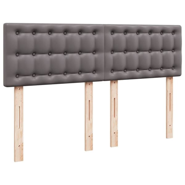 vidaXL Seng med madrass boksfjær grå 140x190 cm kunstlær