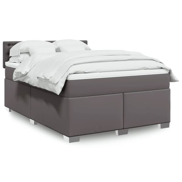 vidaXL kontinentalseng med madras 140x190 cm kunstlæder grå