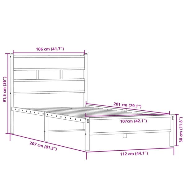 vidaXL sengeramme 107x200 cm uden madras konstrueret træ sonoma-eg