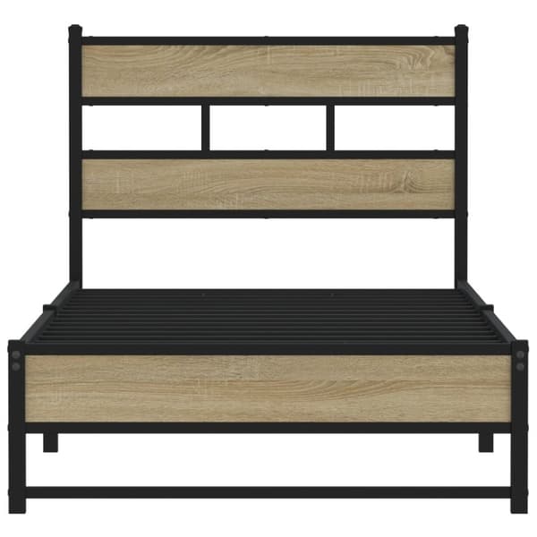 vidaXL Sengeramme i metall uten madrass sonoma eik 90x200 cm