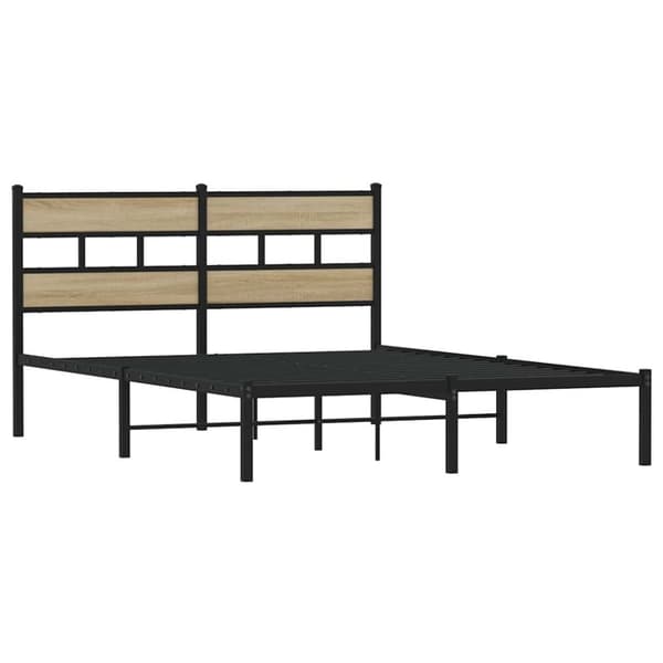 vidaXL Sengeramme i metall uten madrass sonoma eik 135x190 cm