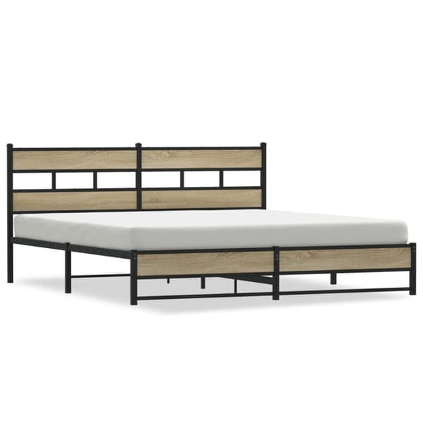 vidaXL Sängram utan madrass metall sonoma-ek 200x200 cm