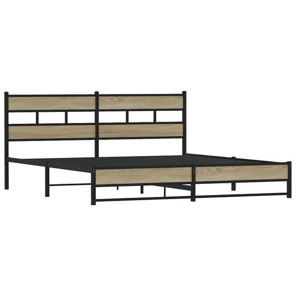 vidaXL Sängram utan madrass metall sonoma-ek 200x200 cm