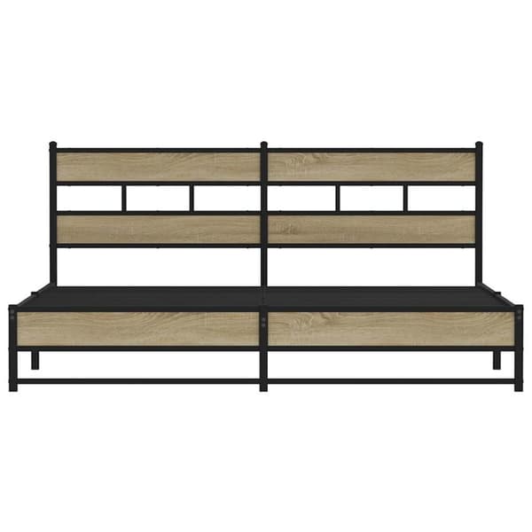 vidaXL Sängram utan madrass metall sonoma-ek 200x200 cm