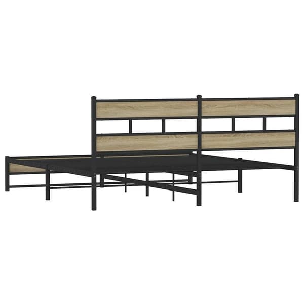vidaXL Sängram utan madrass metall sonoma-ek 200x200 cm